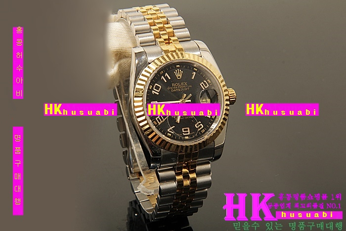 �η��� ���ڽð� Replica Rolex Datejust Automatic Movement Yellow gold Bezel Black Dial Men.928117-15
