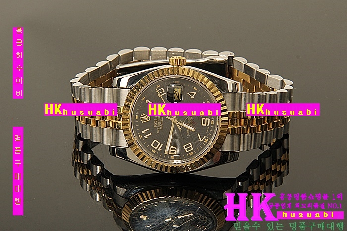 �η��� ���ڽð� Replica Rolex Datejust Automatic Movement Yellow gold Bezel Black Dial Men.928117-15